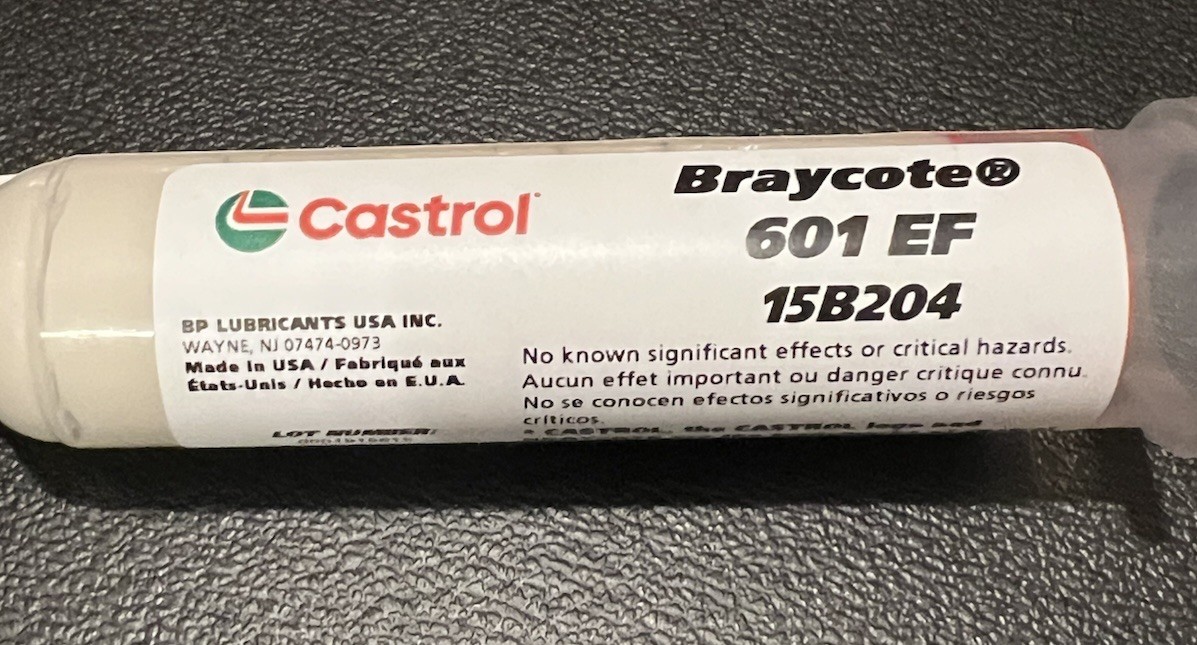 Castrol Braycote 601 EF Lubricant Grease – 2 oz Syringe – New / DOM: 2022+