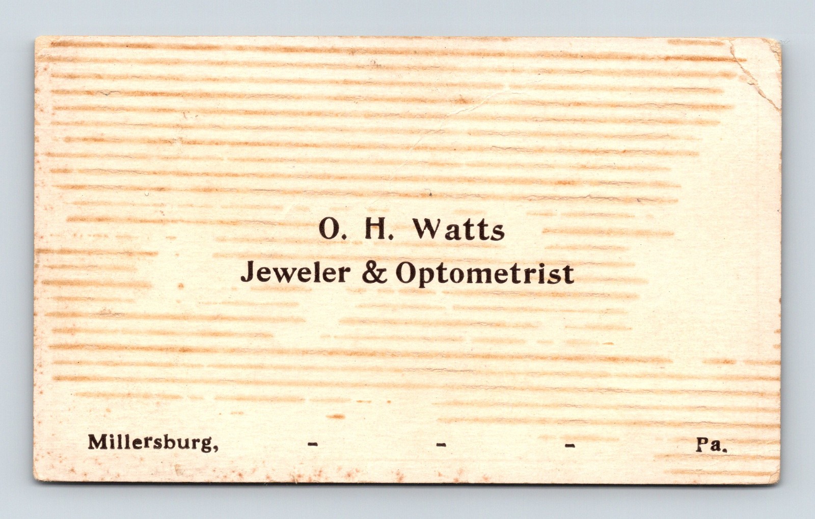 Antique Birthstone Chart Trade Business Card O H Watts Jeweler Optometrist PA