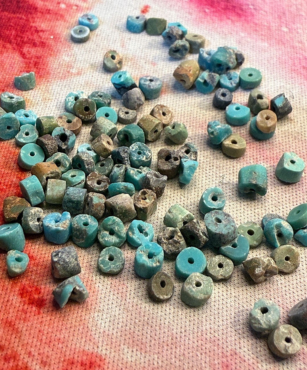 (20) Old Navajo Indian Turquoise Rough Stone Trade Beads Small Size Fur Trade