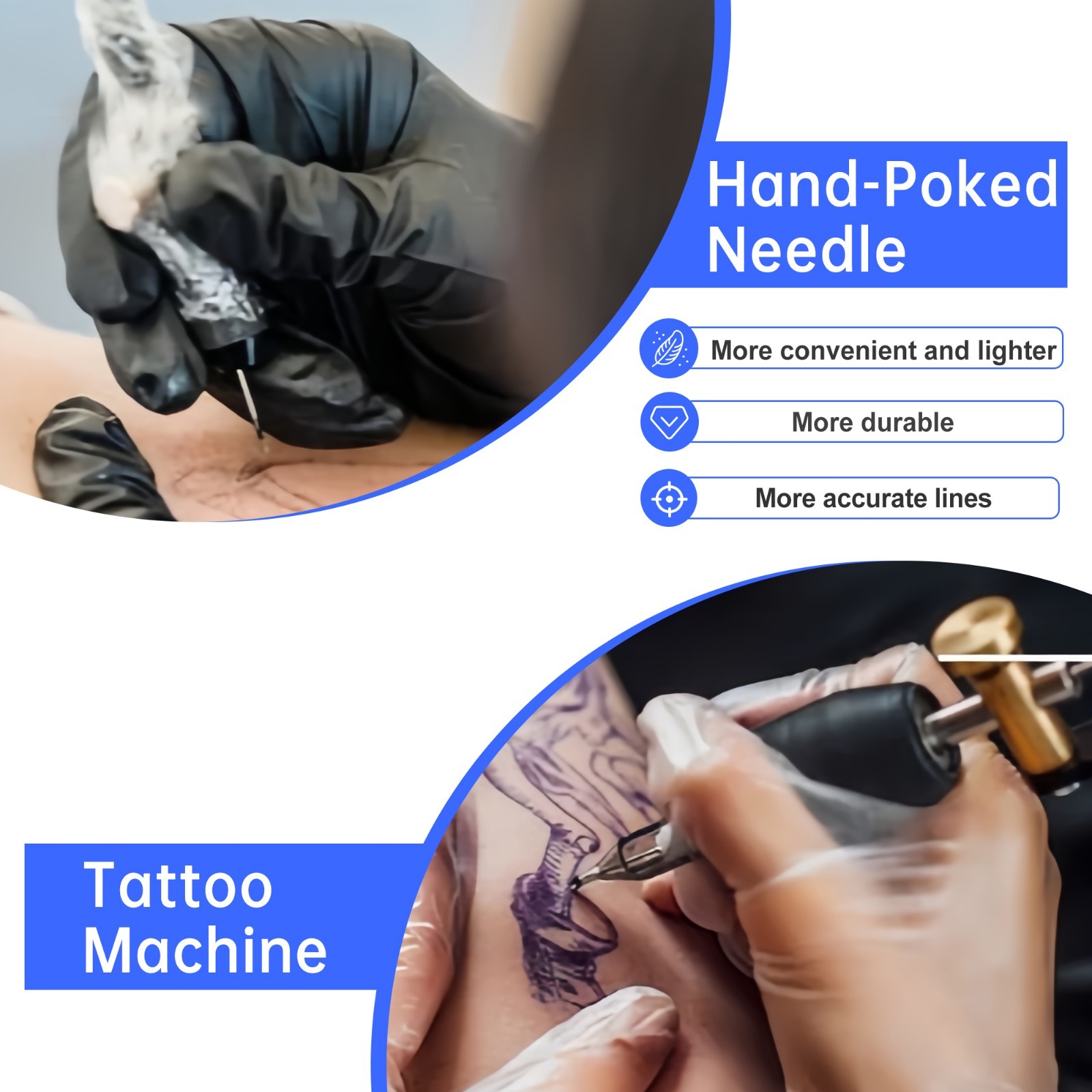Hand Poke and StickTattoo Pen Kit Poke a Stick Tattoo Hand with 7 Ink 25 Needles
