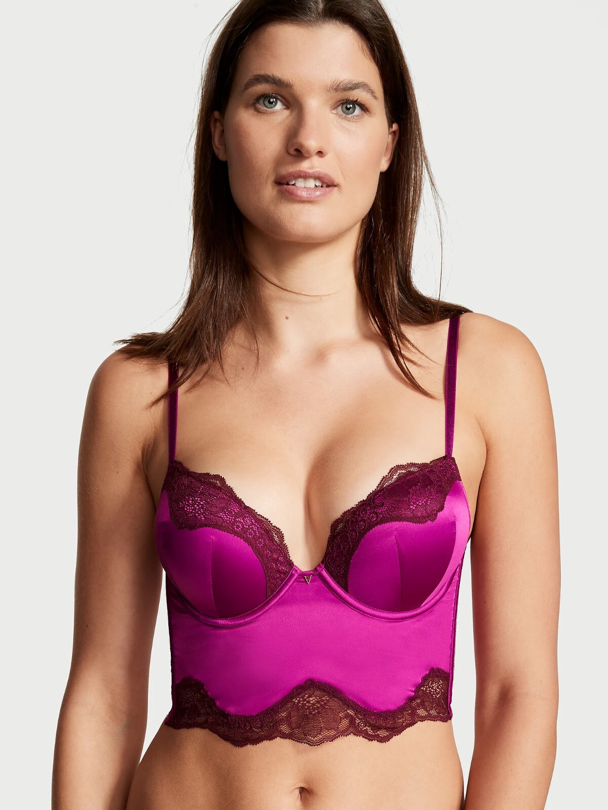 VICTORIA'S SECRET VERY SEXY BOMBSHELL SATIN ADD 2 CUPS PUSH UP CORSET BRA TOP