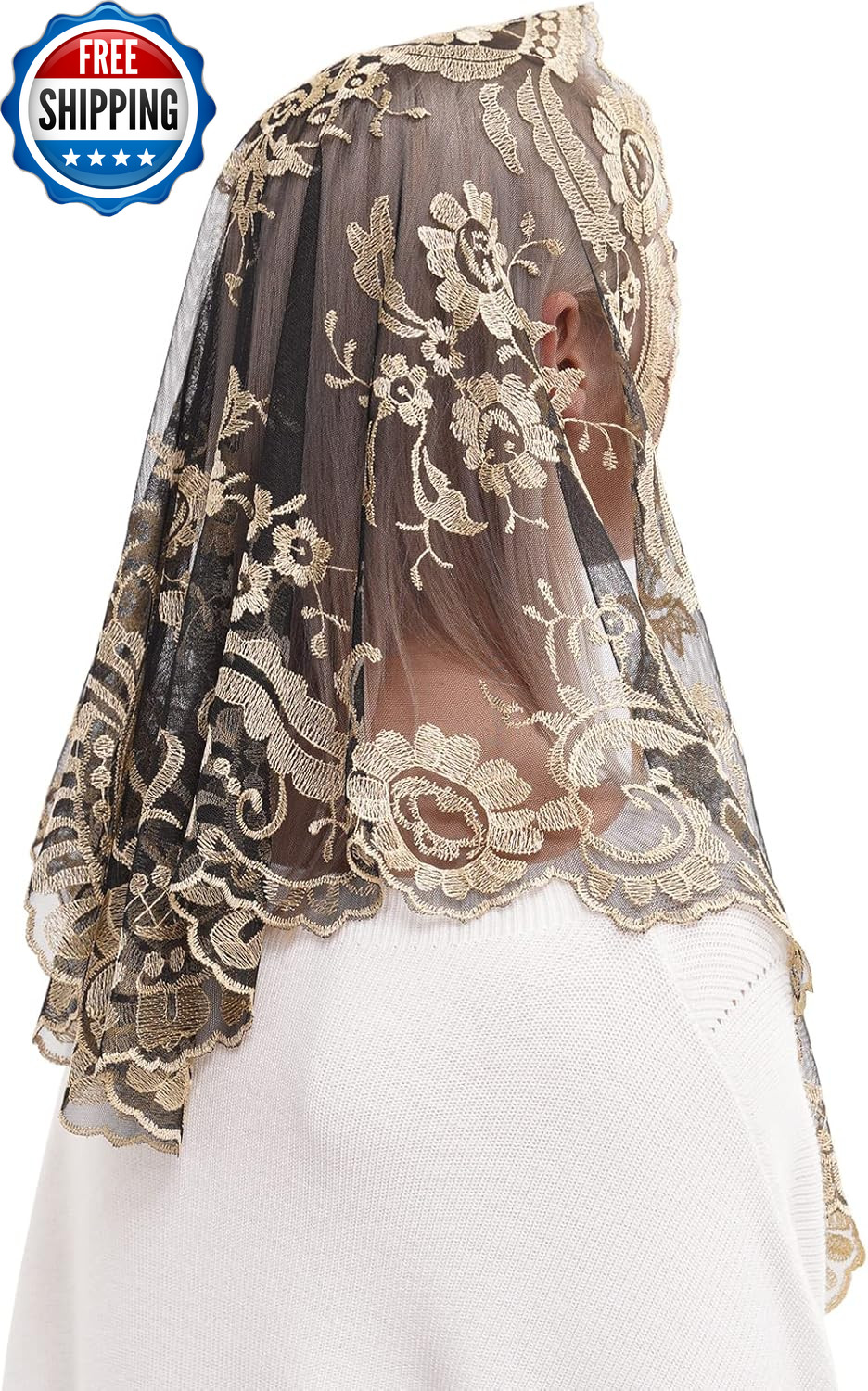 Embroidery Lace Veils Catholic Church Mantillas Chapel Scarf Lace Mass