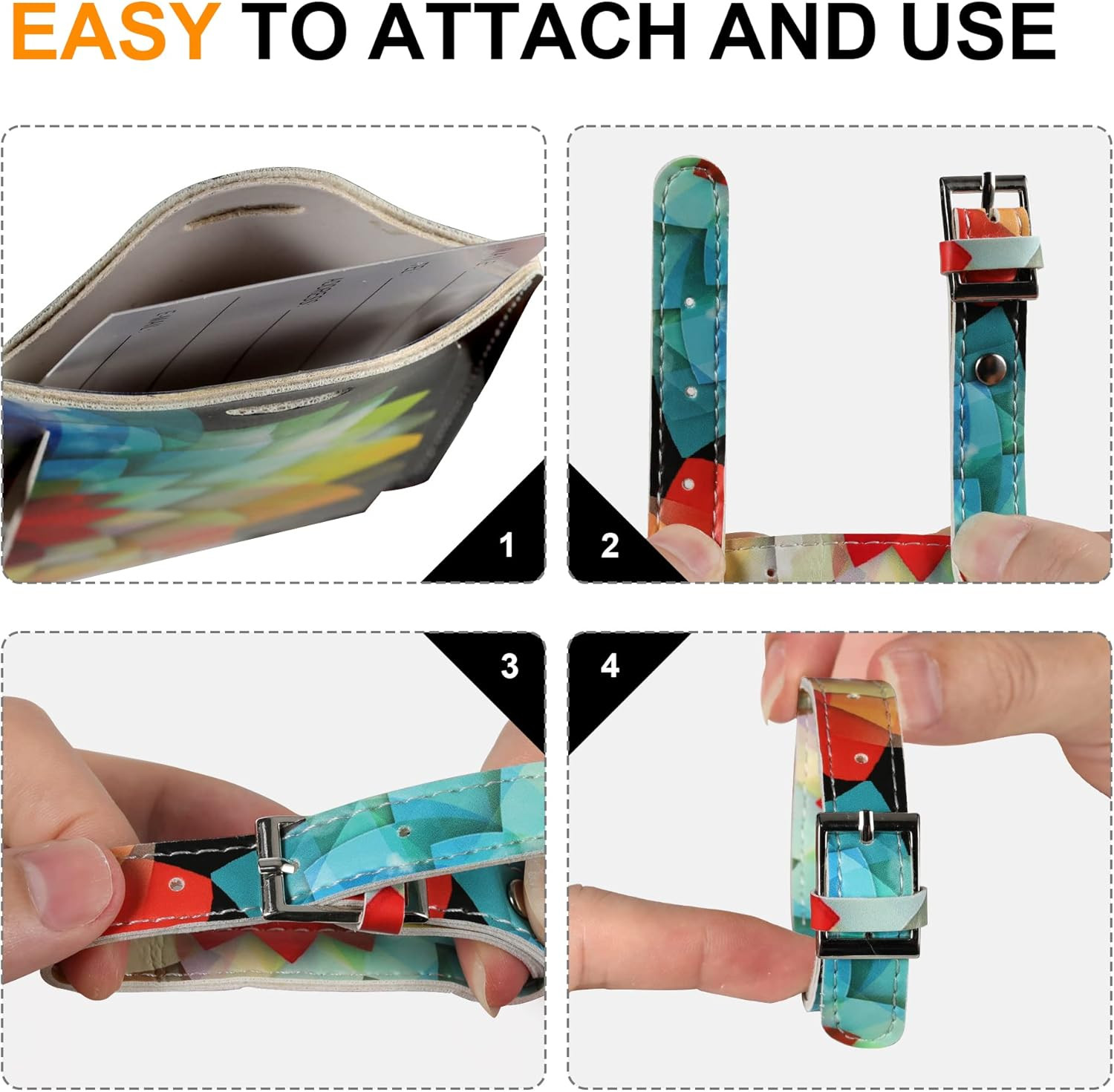 4 Pack Luggage Tag for Suitcases TSA Approved, Leather Suitcase Tags Identifiers