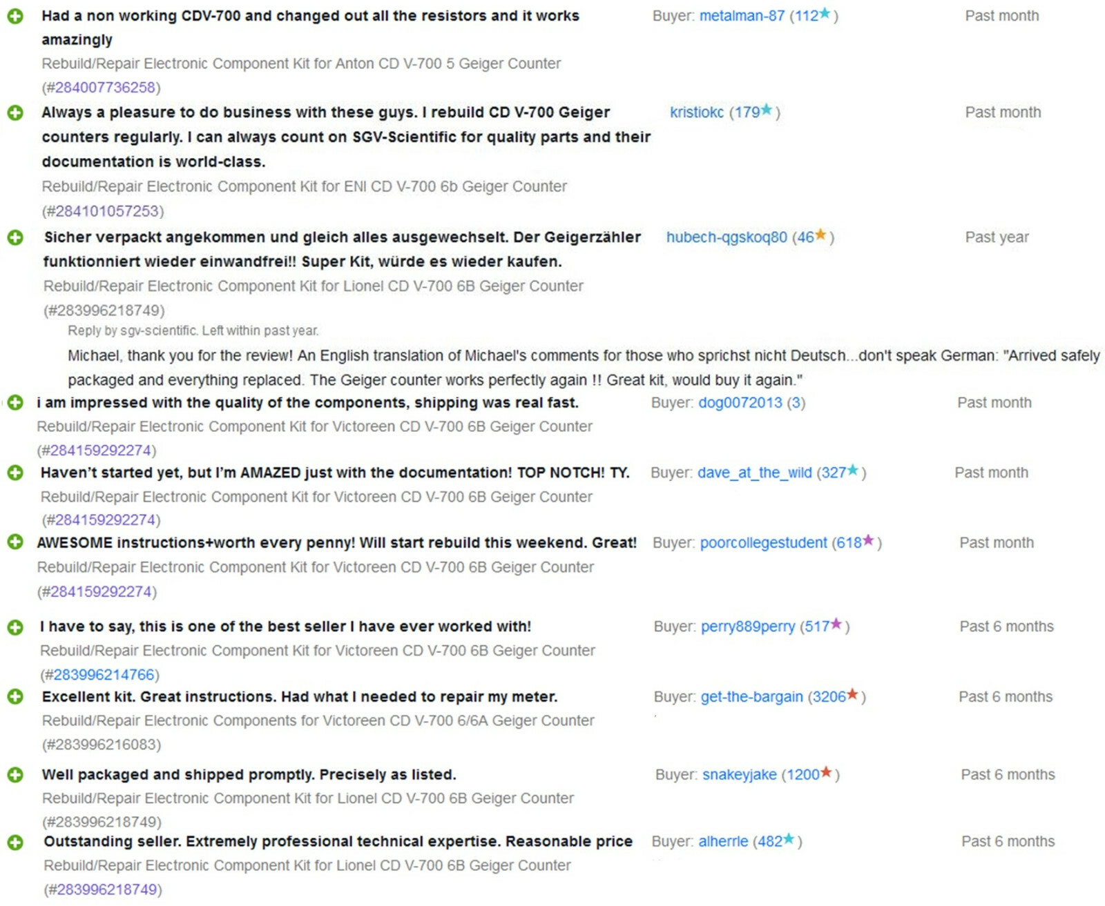 Rebuild/Repair Elec Component Kit, Victoreen CD V-700 6B Geiger Counter CDV-700