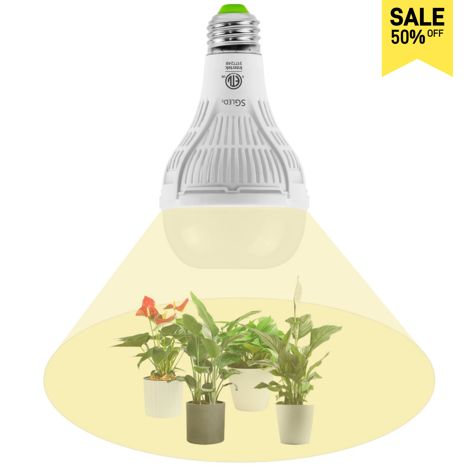 SANSI A21 Grow Light Bulb 15W (200W Equivalent) Full Spectrum Houseplants E26