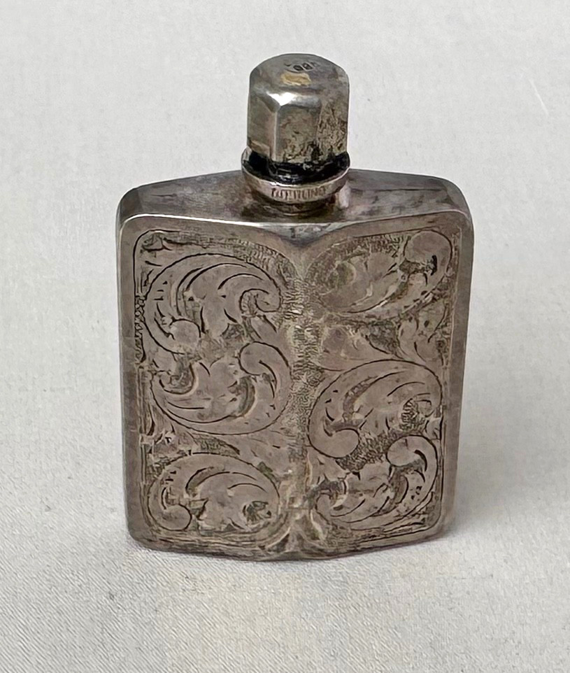 Sterling Silver Engraved Design Perfume Bottle with Wand Made in Germany;Y697