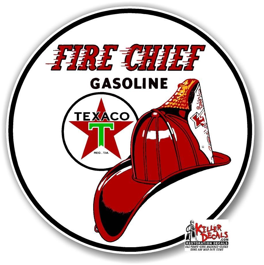 (TEXA-4) 12"  TEXACO FIRE CHIEF GASOLINE ROUND DECAL OIL GAS PUMP LUBSTER