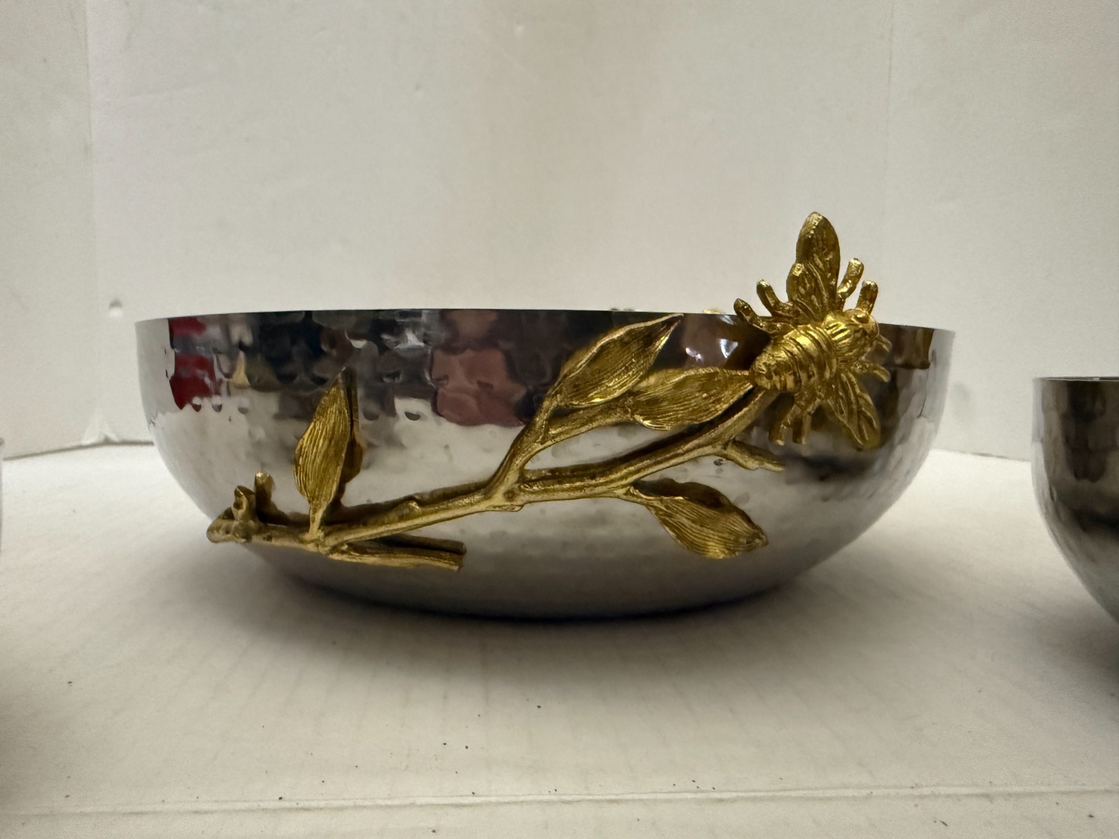Elegance Golden Bee Hammered Stainless Steel 3 Piece Serving Bowls