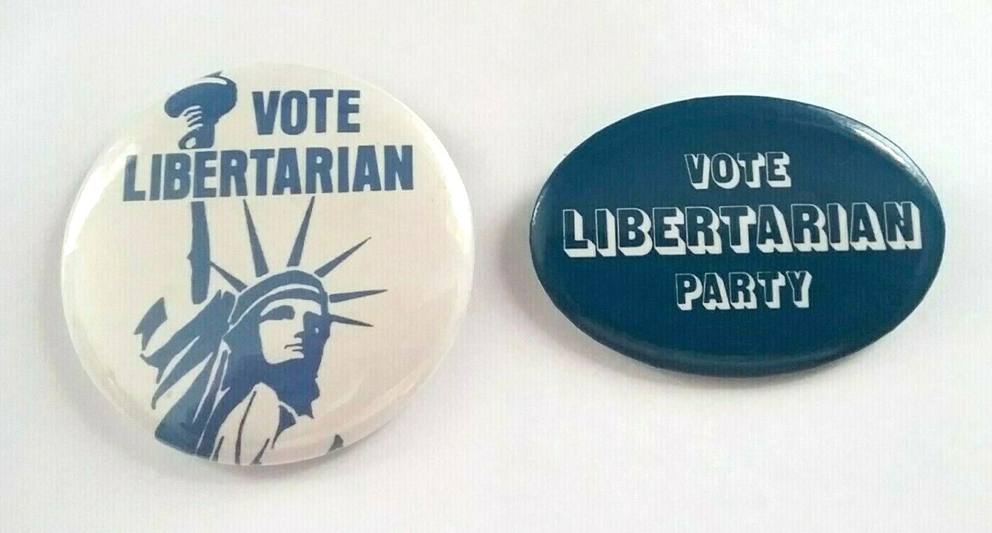 Lot of 2 Vote Libertarian Party Political Election Pin Pinback Buttons
