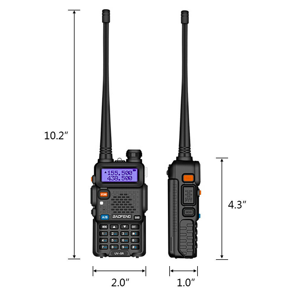 Baofeng UV-5R Walkie Talkies With Hand Mic VHF UHF Two-way Radio Dual Band Range