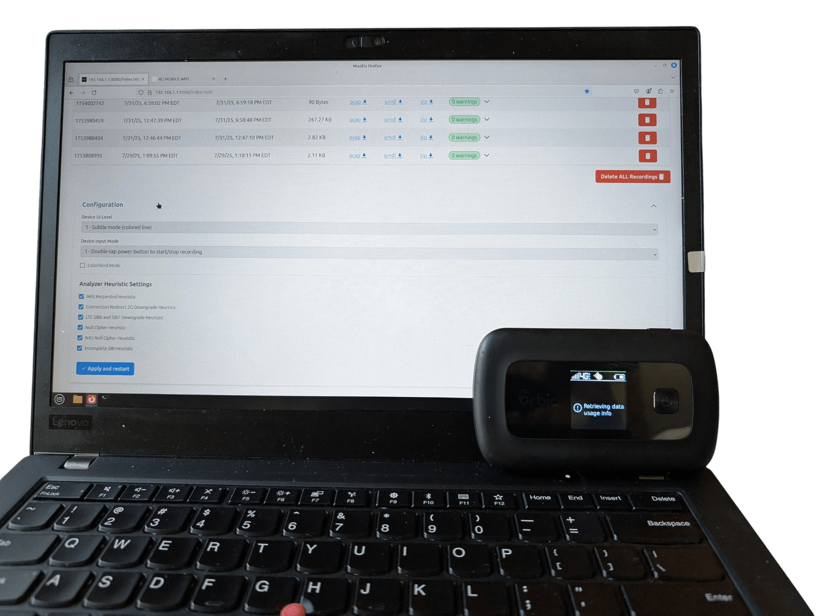 Used - RayHunter Orbic RC400L IMSI Catcher Detector | Stingray / Cell Site Simul