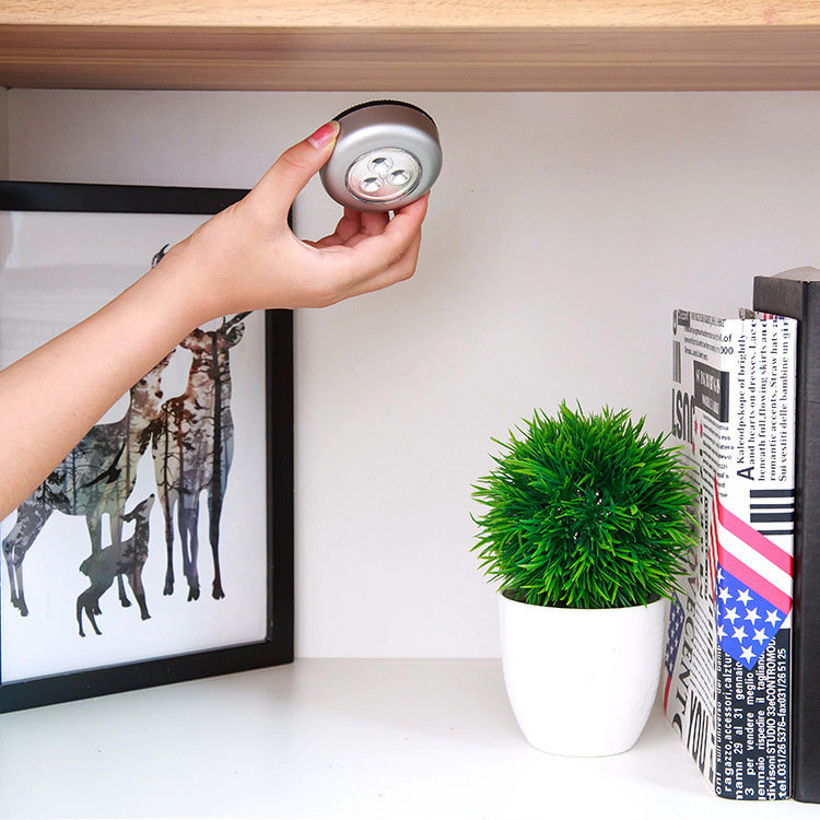 8 PCS 3 LED Touch Push On/Off Light Self-Stick On Click Battery Operated Lights