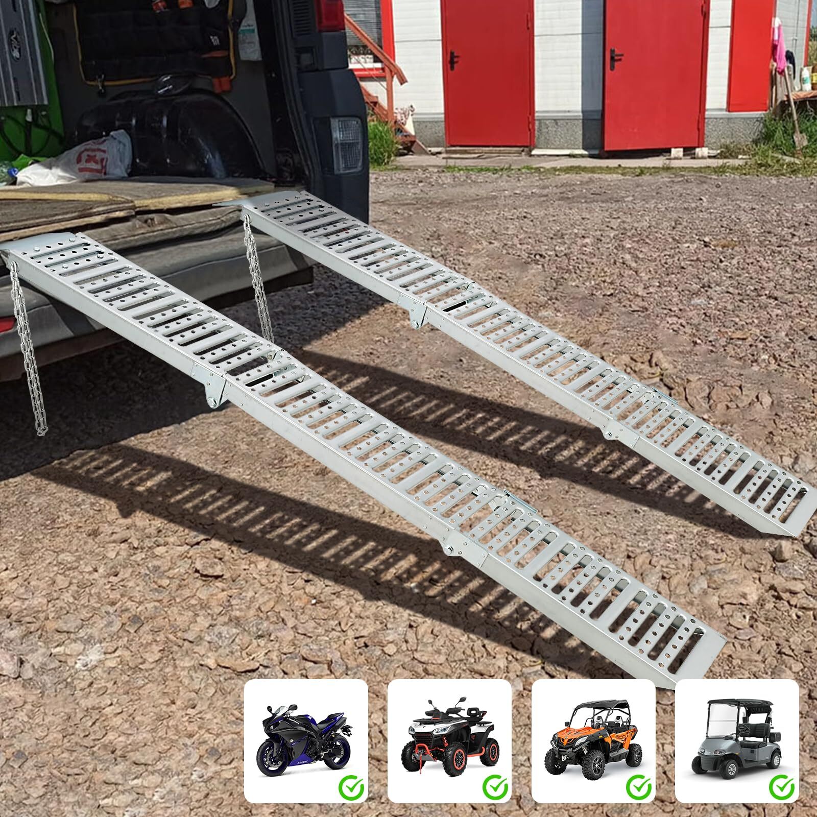 1500 lbs Capacity Loading Ramps Tri-fold Truck Bed Ramp for Pickup Trucks ATV
