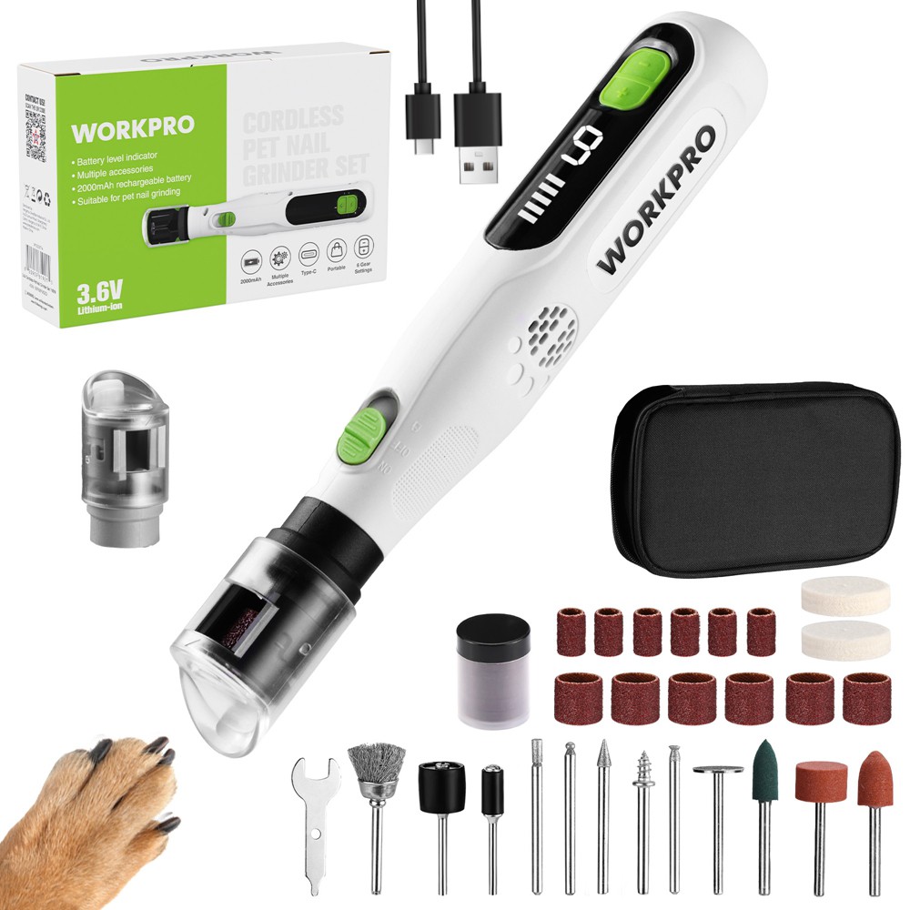 WORKPRO 6-Speed Dog Nail Grinder Pet Nail Grinder 70 Accessories Rotary Tool Set