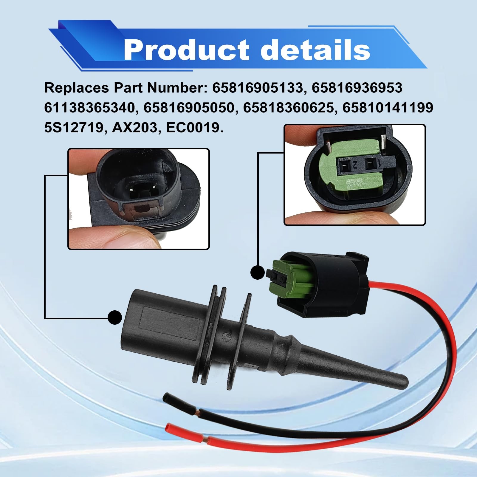 Ambient Air Temp Sensor w/ Pigtail 65816905133 BMW Mini