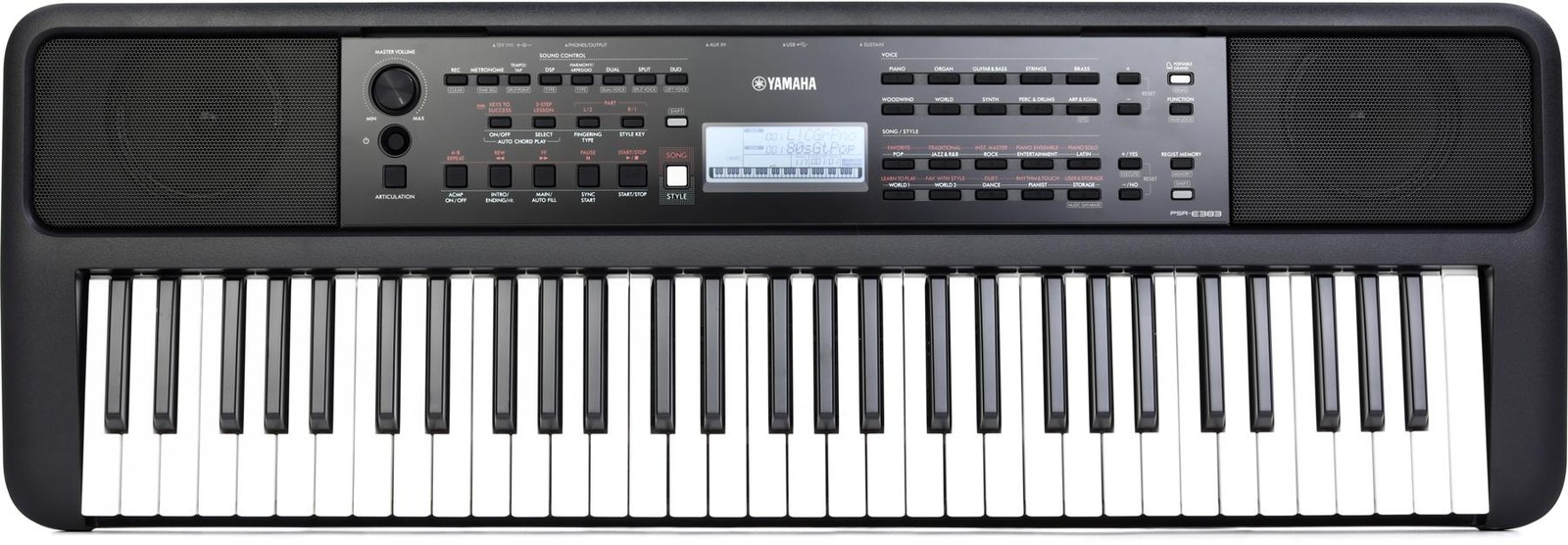 Yamaha PSR-E383 61-key Mid-range Portable Keyboard with PA130 Power Adapter