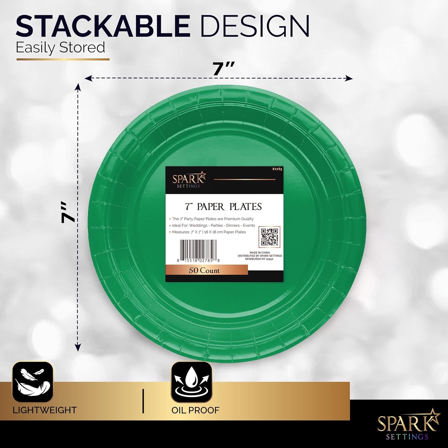 Snack and Dessert Paper Plates - 50 Count Disposable Plates for All Occasions