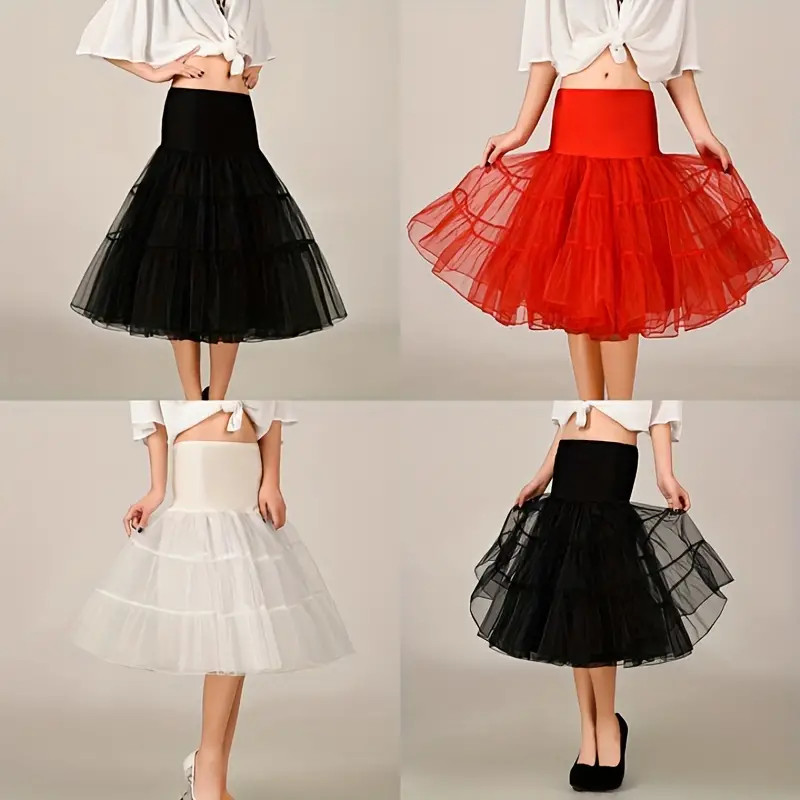 50S Women Petticoat Underskirt Retro Crinoline Half Slips Rockabilly Tutu Skirt