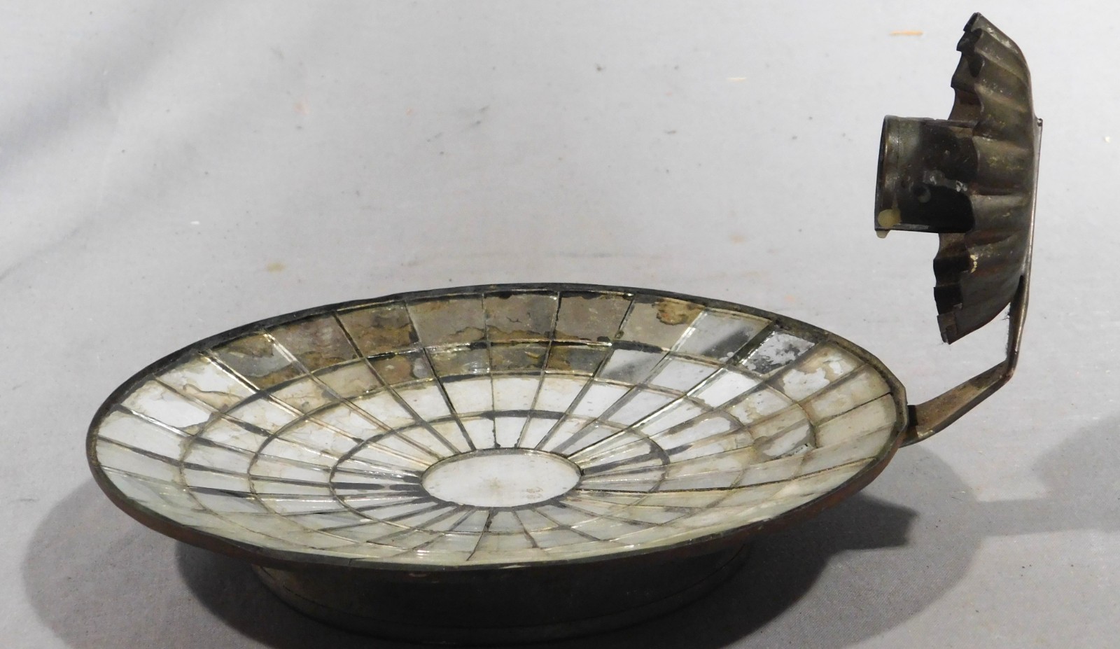 Antique American Mirrored Mosaic Candle Sconce 19th C Glass Reflector glass