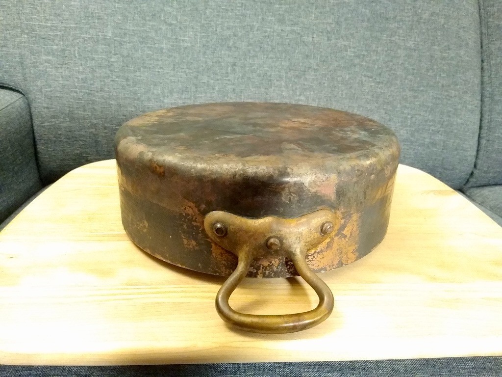 Incredible Large Hammered French Copper Rondeau Pot & Lid (Mauviel?) 2.5mm 28cm