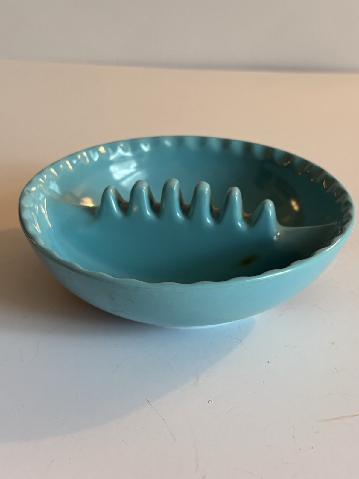 Vintage ANHOLT Ashtray Pale Blue Turquoise 5” Round Melamine USA Retro