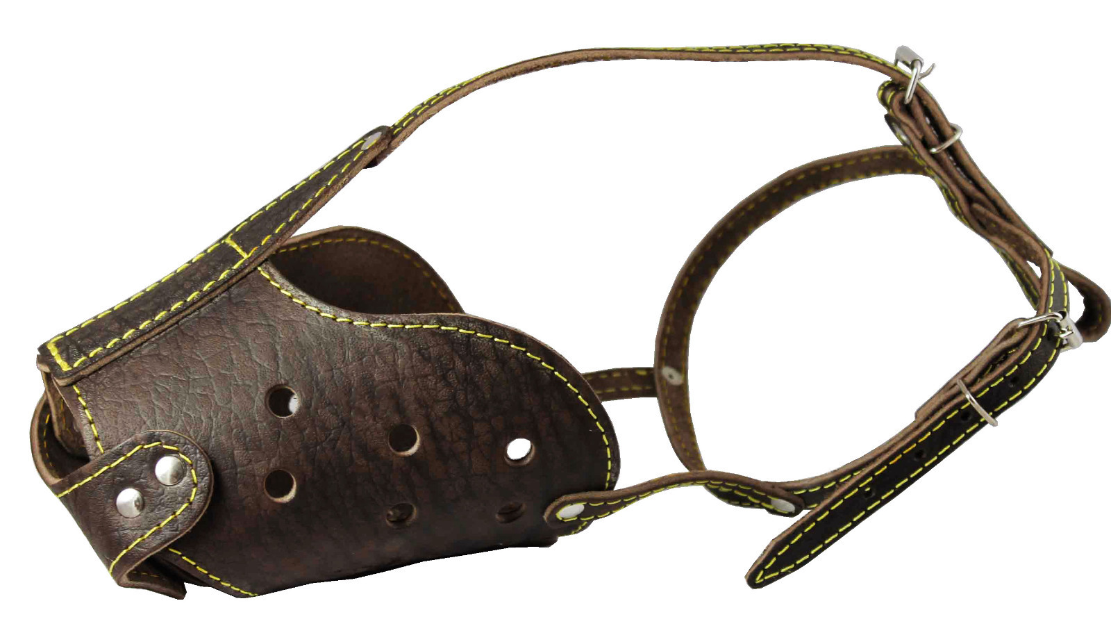 Secure Basket Real Leather Cage Dog Muzzle 13.7"-4.7" snout size German Shepherd