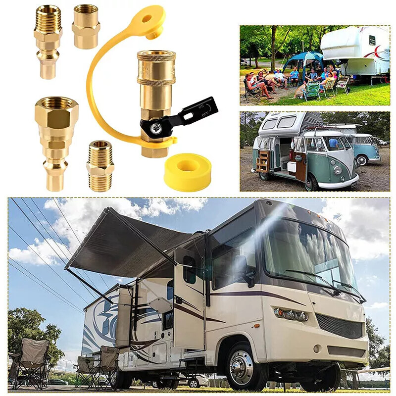 RV Quick Connect Fittings 1/4" NPT Propane Hose Adapter Set