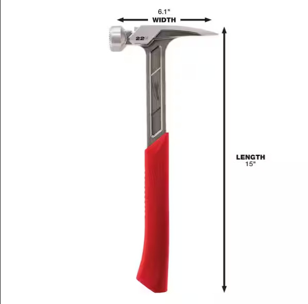 New !Milwaukee 22 oz. Milled Face Framing Hammer with 15 in. Pry Bar