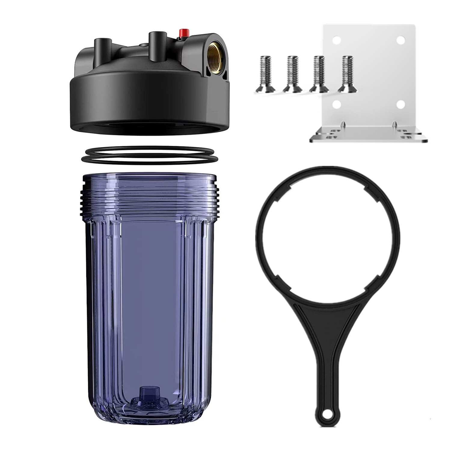 4 Pack 10 Inch Clear Home RO Whole House Water Filter Housing 4.5" x 10" System