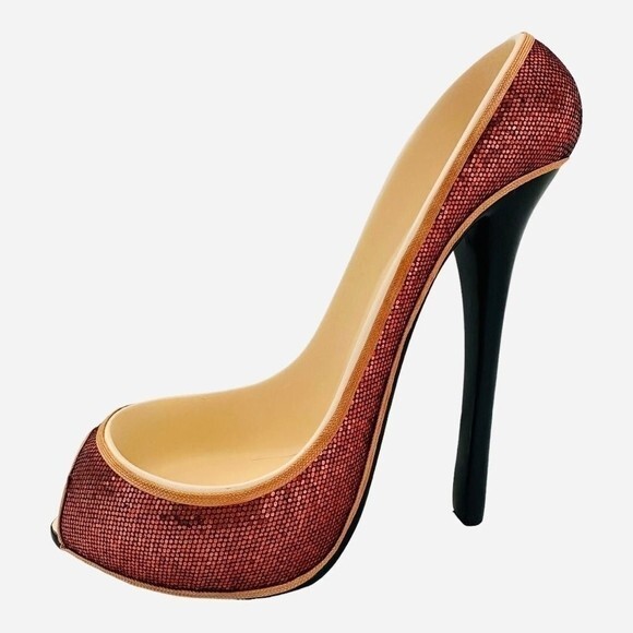 Wild Eye Designs Orange Sequin High Heel Wine Bottle Holder Shoe Display
