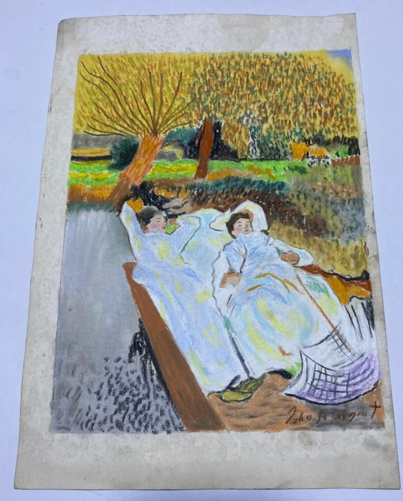 JOHN SINGER SARGENT Drawing on paper (Handmade) signed and stamped mixed media.