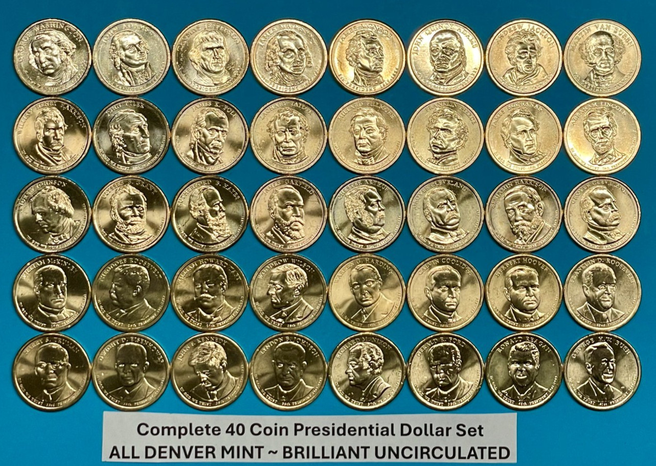 Complete Presidential Dollar Set 40 UNCIRCULATED Coins 2007-2020 ALL DENVER MINT