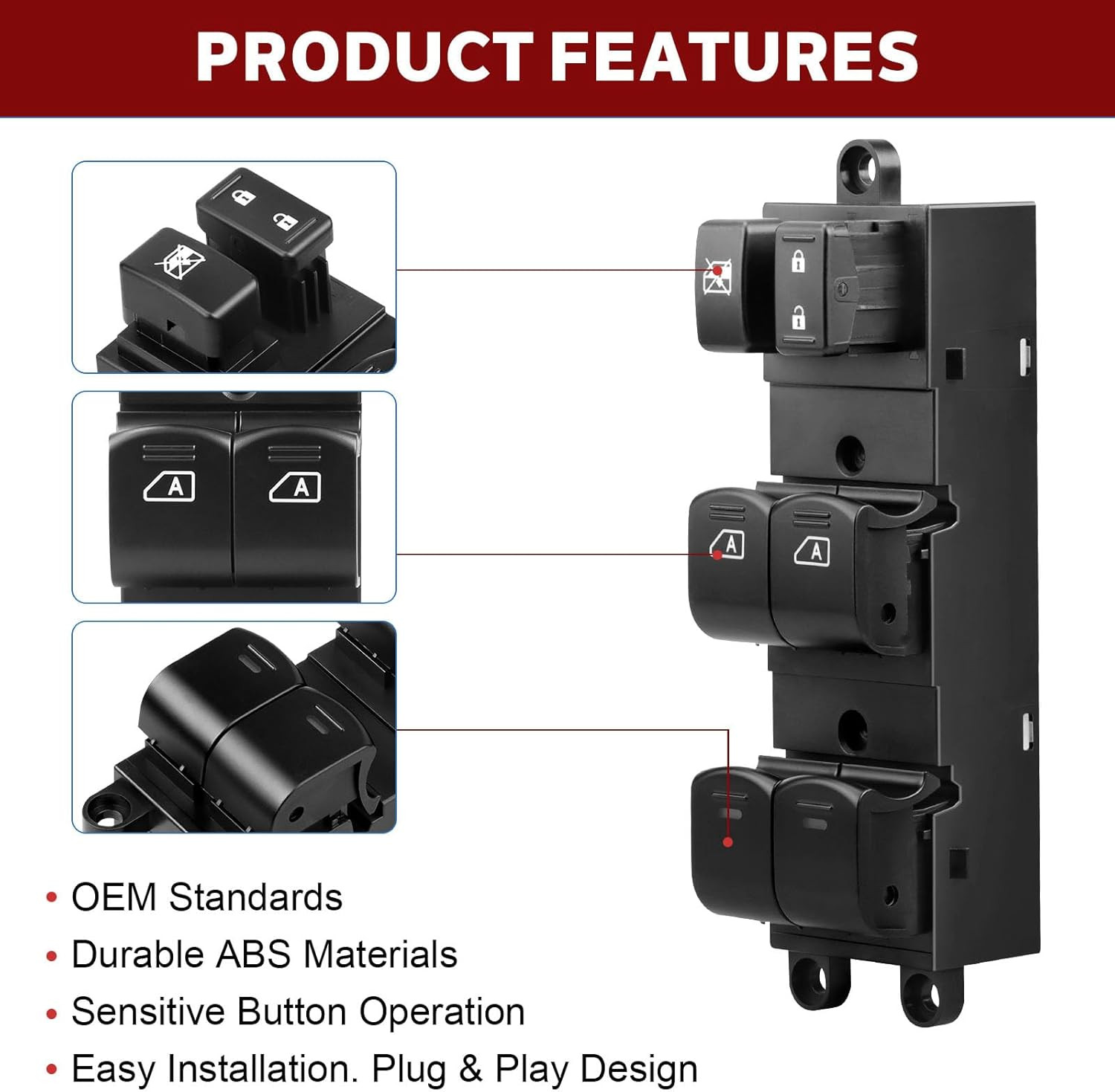 Master Power Window Switch Compatible with Nissan Titan 2004-2015, Nissan Armada