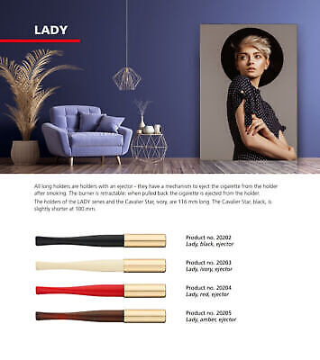 Denicotea Lady Ejector - Ivory 116mm Cigarette Holder with 10 Free Filters 20203