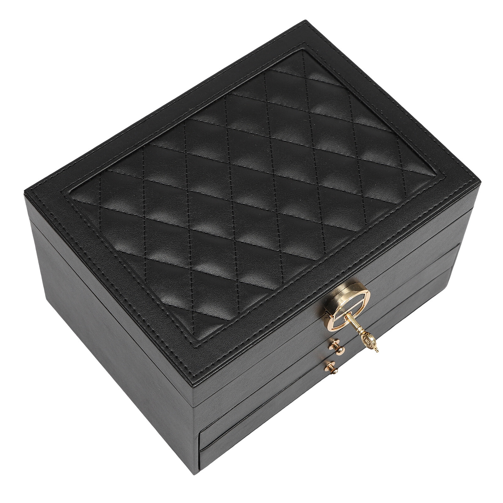 3-Layer Lockable Jewelry Box Organizer with Velveteen Lining