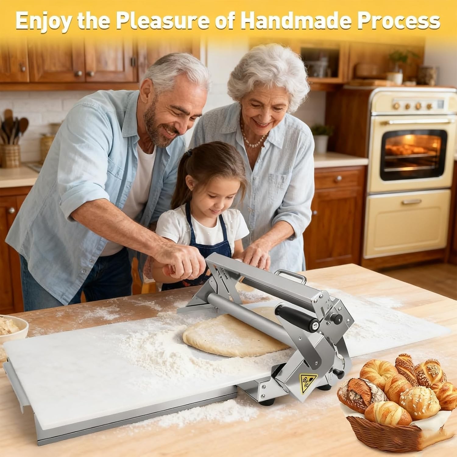 40.9x15.5 Folding Manual Dough Sheeter Roller Stainless Steel Thickness Adj New!