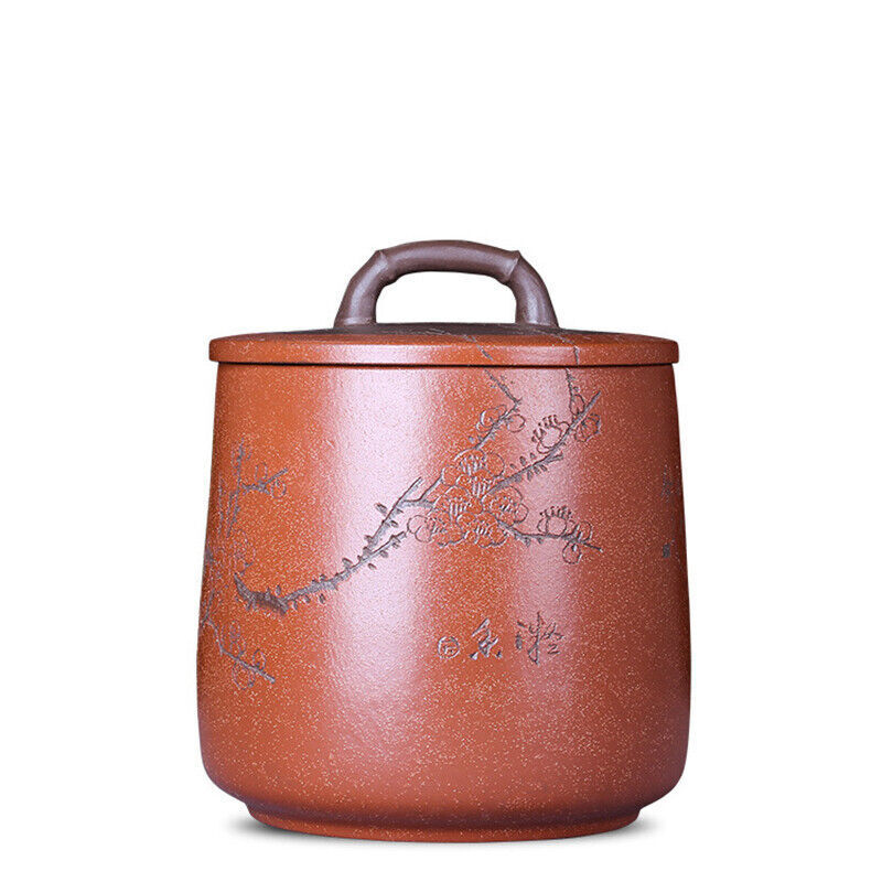 Big Canister With Lid Hand Carved Sealed Jar For Pu'er Tea Cake Yixing Zisha New