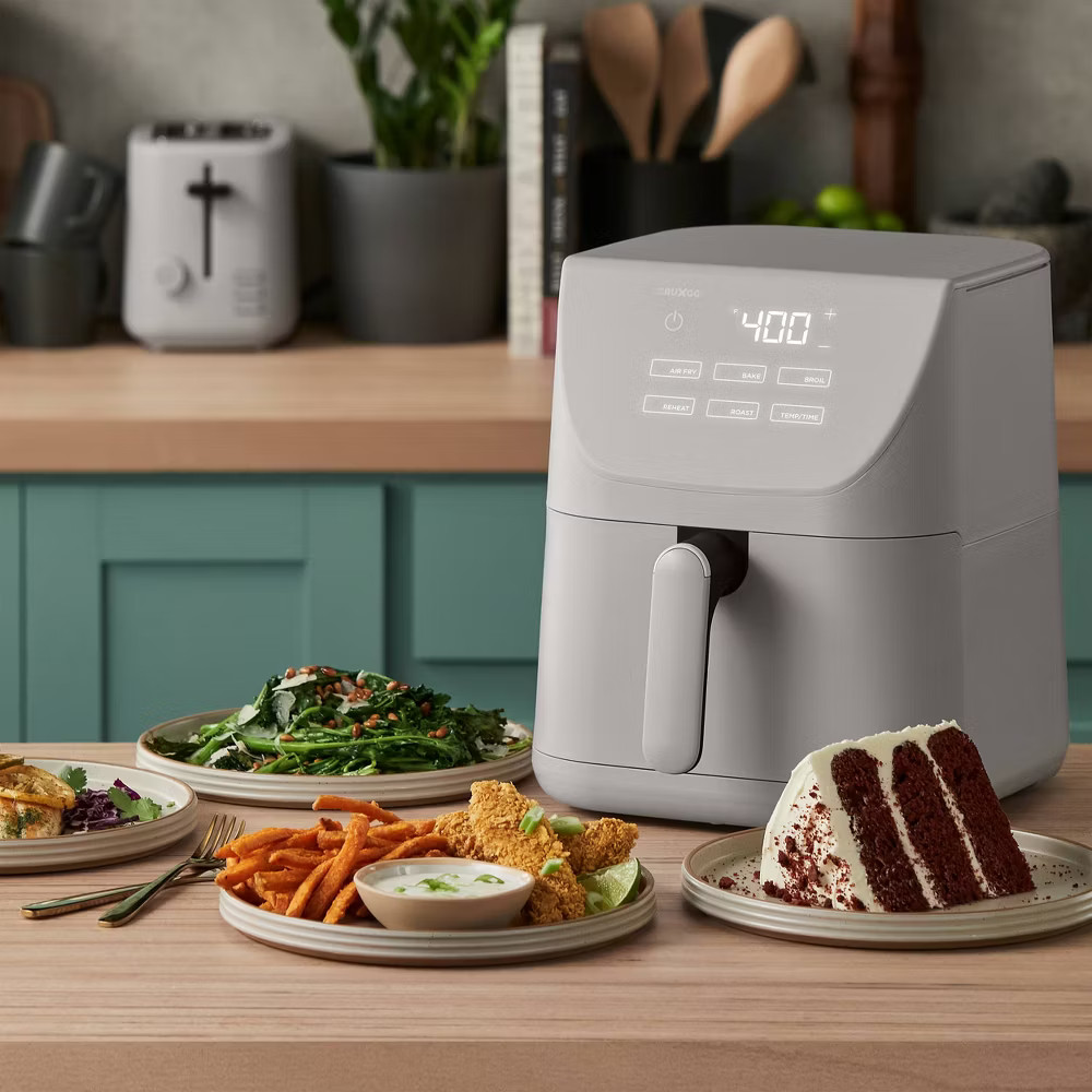 CRUXGG 6QT Air Fryer Gray 1500W Electric Parts 6-Quart Capacity