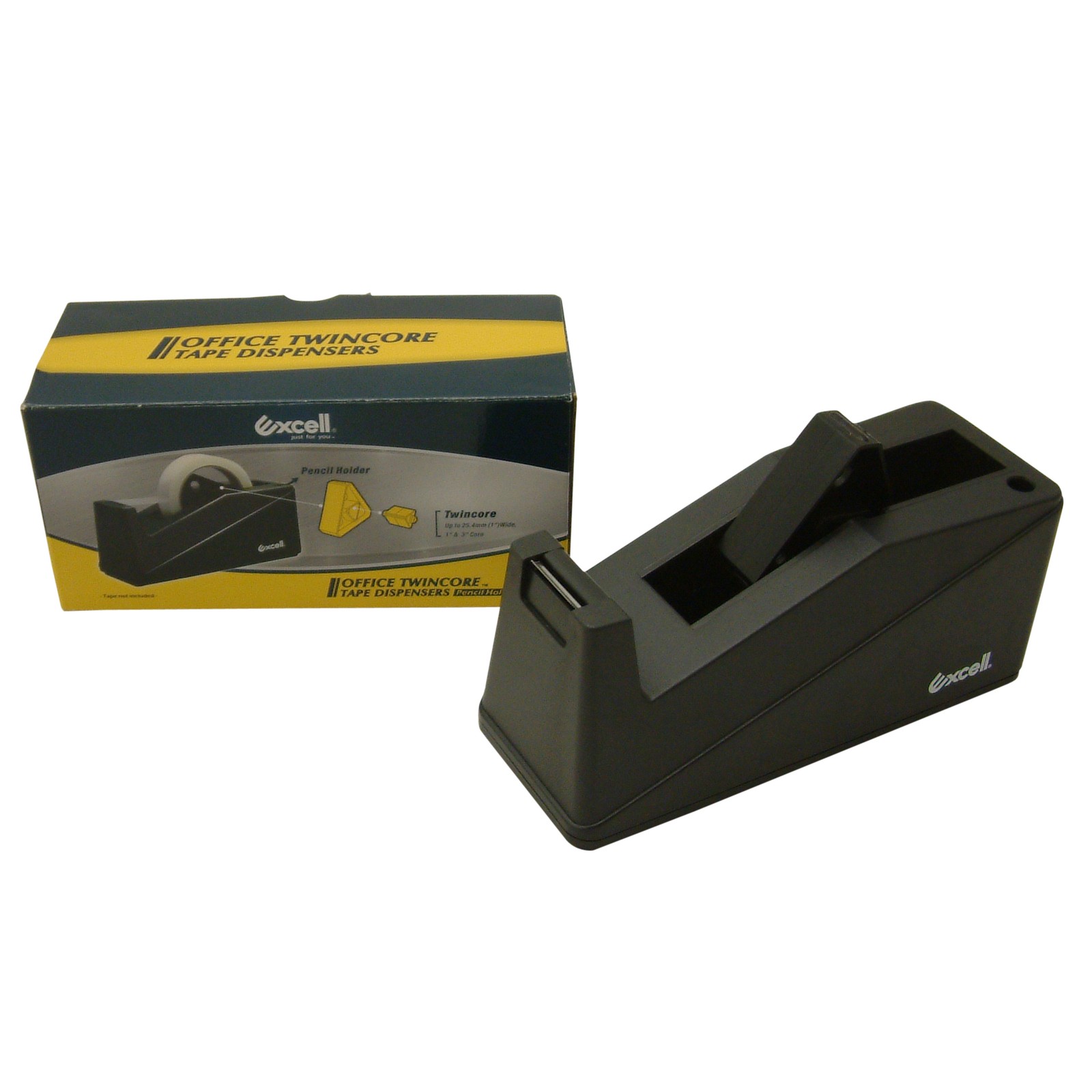 Excell Desk Tape Dispenser [Dual Core] (ET-19125): 1 in. width (Blue)