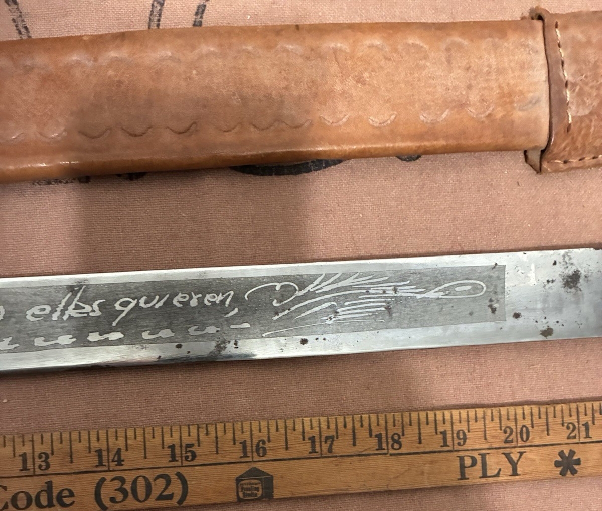 Oaxaca Mexican Machete Double Eagle Head with leather sheath