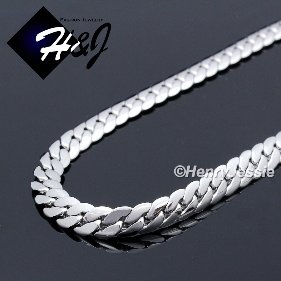 18-40"MEN Stainless Steel 3/4/5/6/8mm Silver Miami Cuban Curb Chain Necklace*155