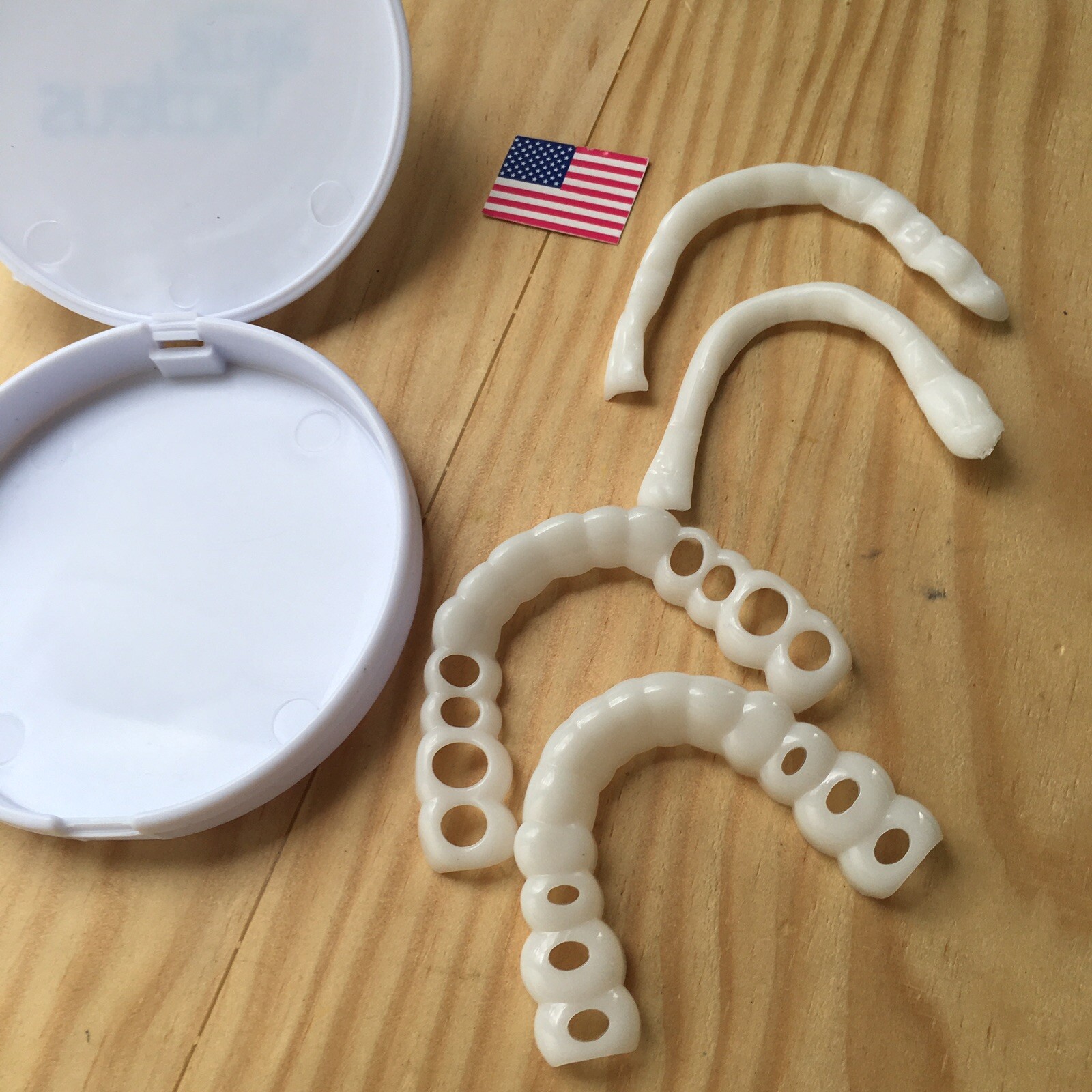 SnapOn Upper Lower False Teeth Dental Veneers Dentures Fake Tooth Cover Set USA