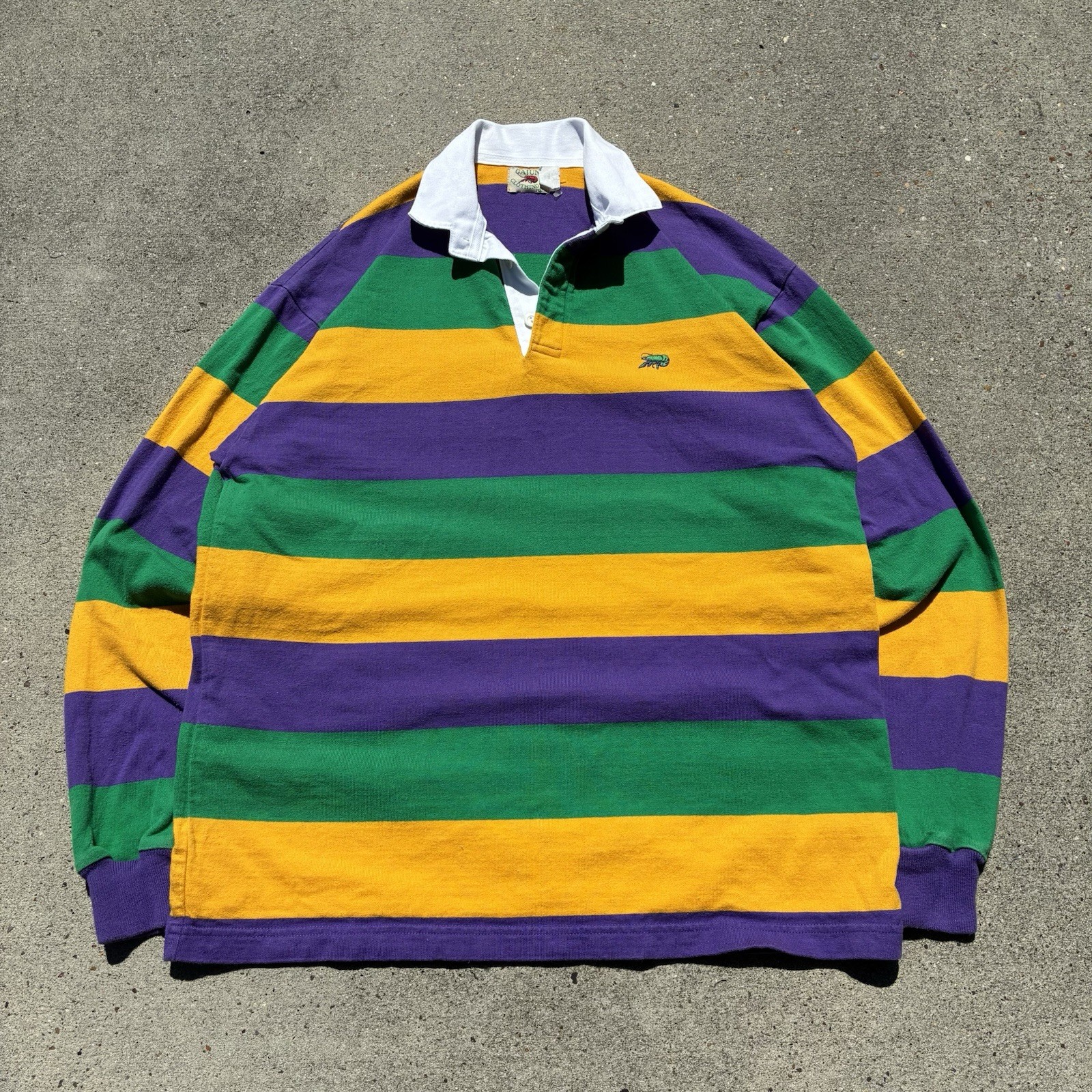 Perlis Mardi Gras Rugby Shirt Men's Medium Purple Striped USA