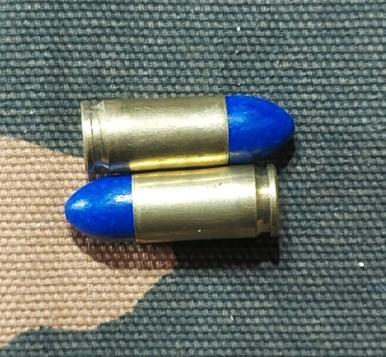 9MM LUGER SNAP CAPS SET OF 20 (BLUE+BRASS) REAL 115GN WEIGHT!!!