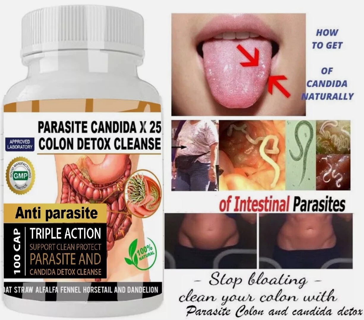 Parasite Cleanse DETOX Liver Colon Yeast Killer Pills All Natural detox candida