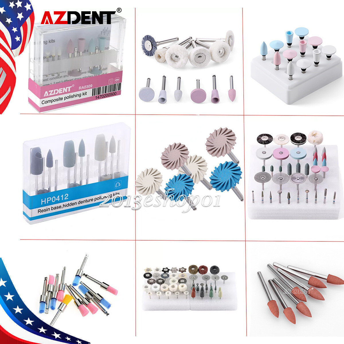 AZDENT Dental Burs Polishers Composite Polishing kit for Low-Speed Contra Angle