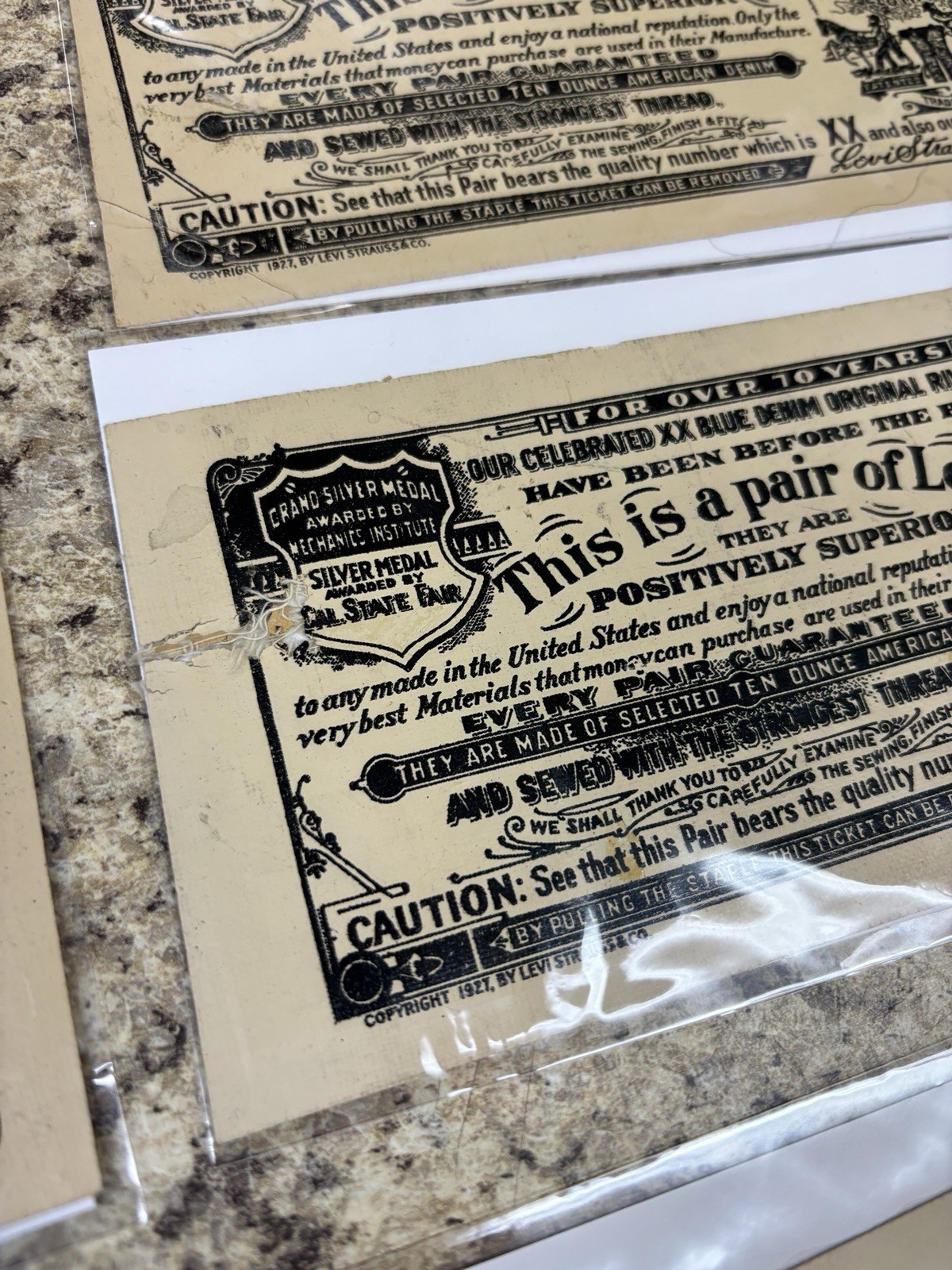 Vintage Original Antique 1927 Levi’s fabric Labels. 7x3 Roughly.