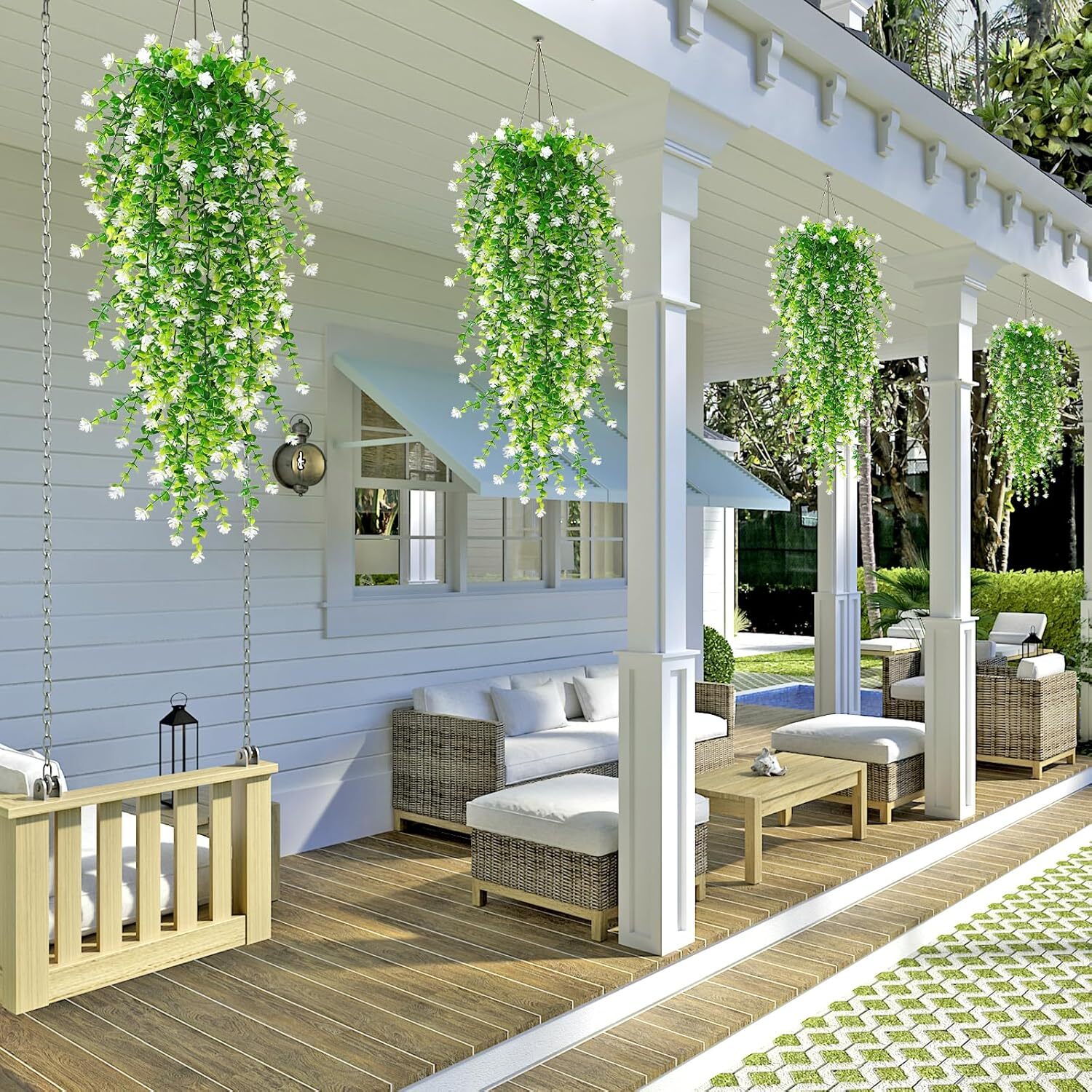 3pc Artificial Fern Plant Fake Eucalyptus Leaf Hanging Flower Vine Home Decor