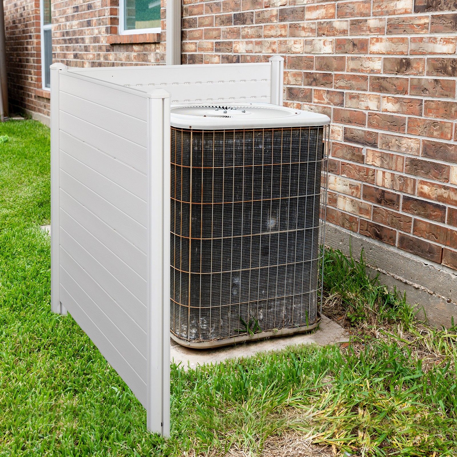 47.2"W X 45.6"H Vinyl Privacy Screen (2-Pcs) Weather Resistant Fence Panel Set