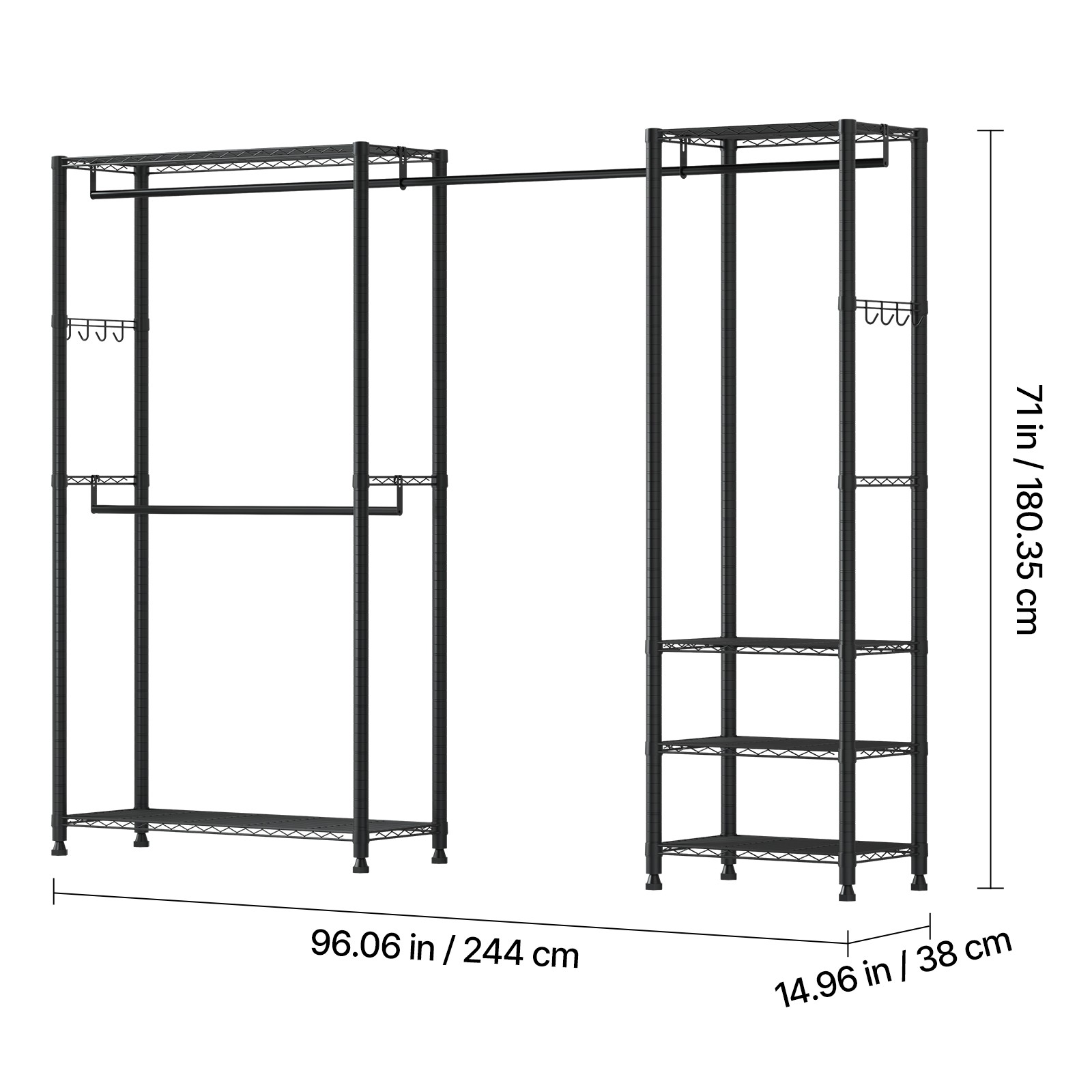 Uimoso Freestanding Closet Organizer with Durable Carbon Steel Frame